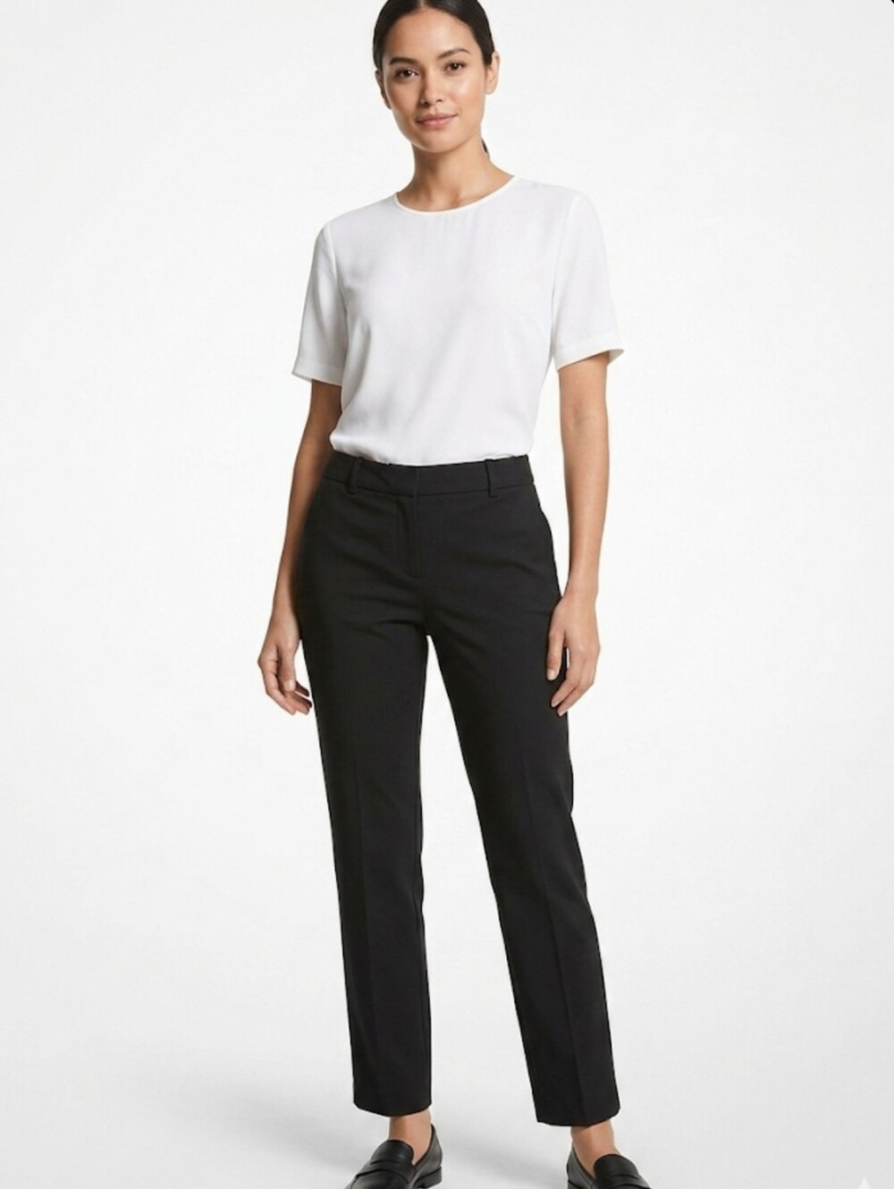 NWT Michael Kors Black Straight Leg Ankle Pants Trouser Size 8 Workwear